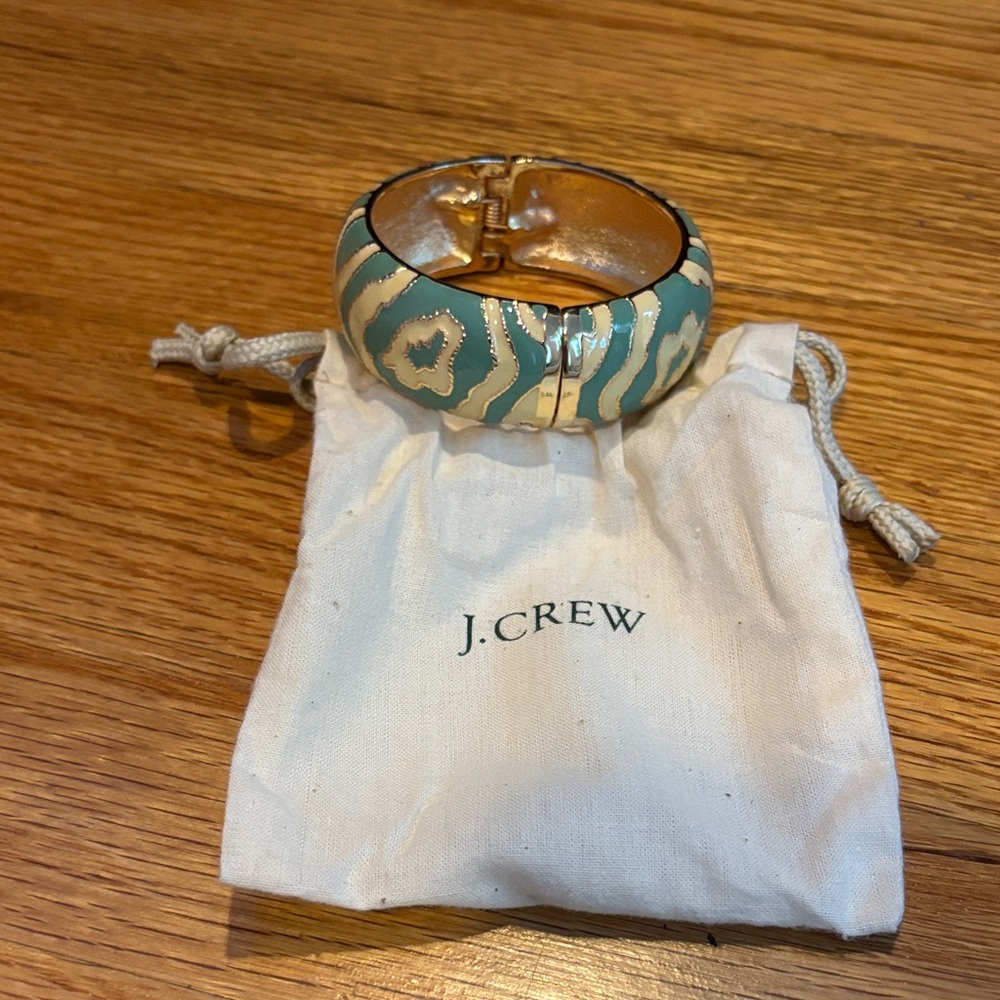 J. Crew Gold and Teal Patterned Bracelet